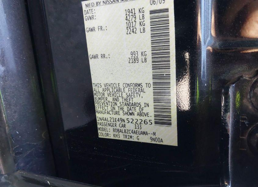 Photo 9 of 2009 Nissan Altima 2.5 S (VIN 1N4AL21E49N522265)