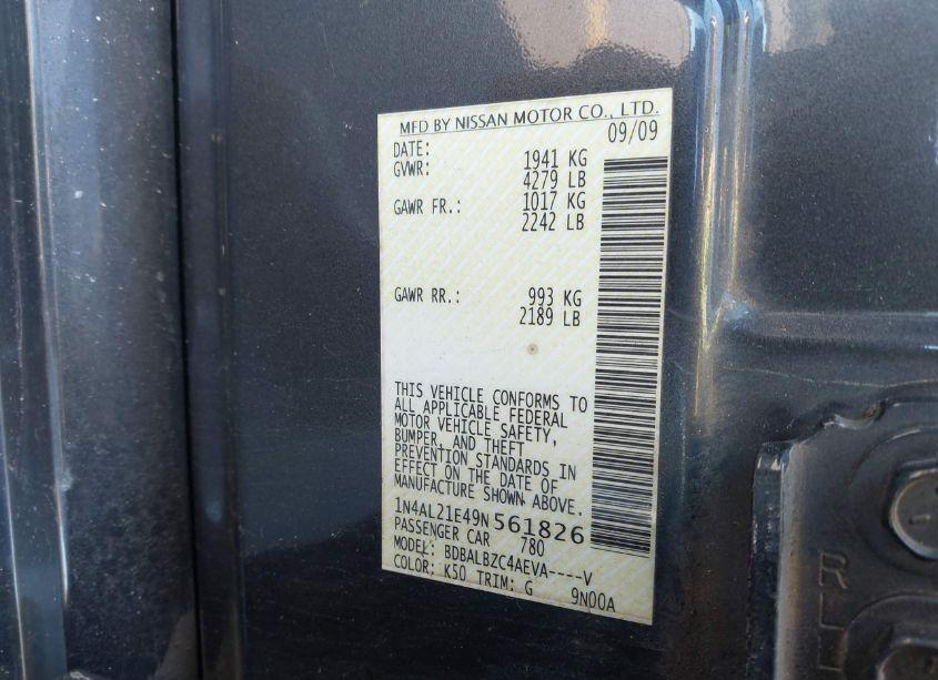 Photo 9 of 2009 Nissan Altima 2.5 S (VIN 1N4AL21E49N561826)