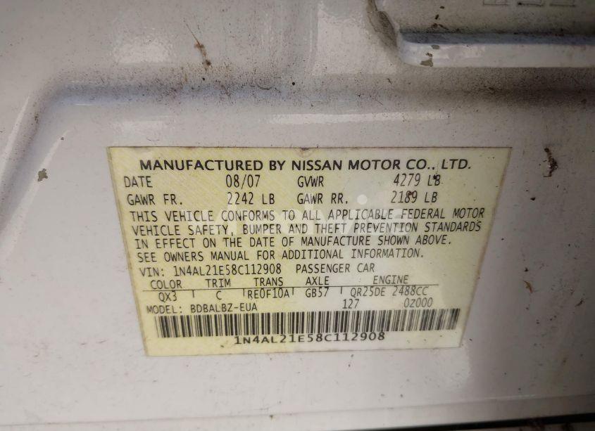 Photo 9 of 2008 Nissan Altima 2.5 S (VIN 1N4AL21E58C112908)