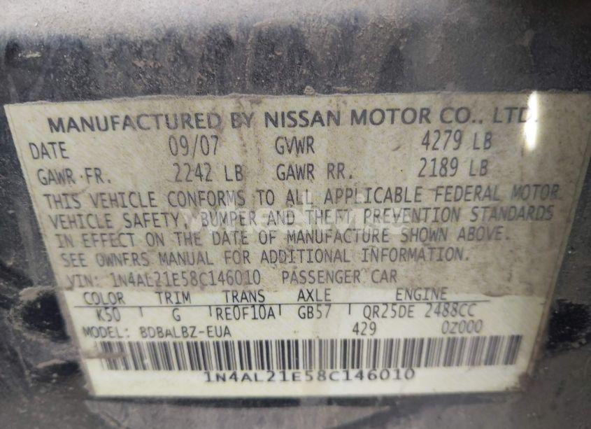 Photo 9 of 2008 Nissan Altima 2.5 S (VIN 1N4AL21E58C146010)