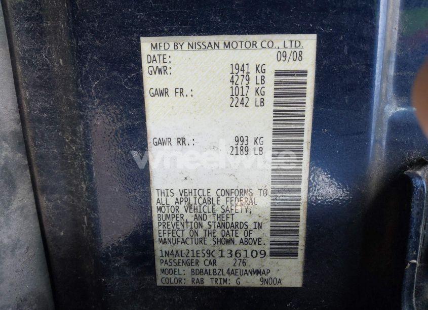 Photo 9 of 2009 Nissan Altima 2.5 S (VIN 1N4AL21E59C136109)