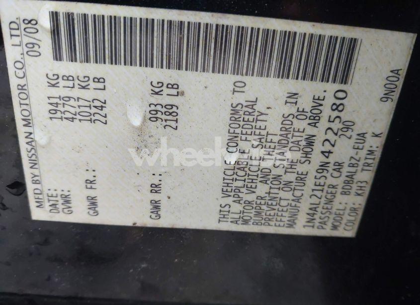 Photo 9 of 2009 Nissan Altima 2.5 S (VIN 1N4AL21E59N422580)