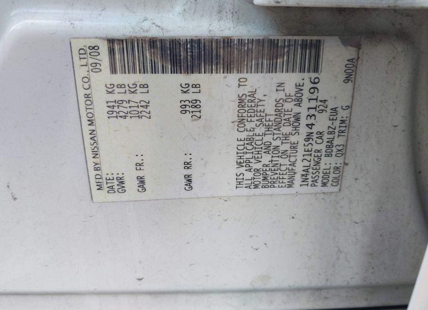 Photo 9 of 2009 Nissan Altima 2.5 S (VIN 1N4AL21E59N431196)