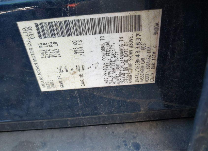 Photo 9 of 2009 Nissan Altima 2.5 S (VIN 1N4AL21E59N433837)