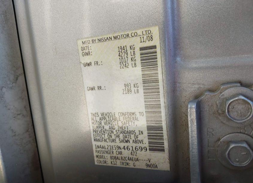 Photo 9 of 2009 Nissan Altima 2.5 S (VIN 1N4AL21E59N461699)