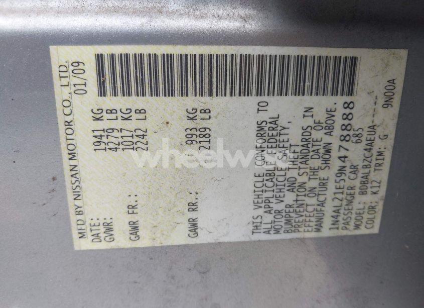 Photo 9 of 2009 Nissan Altima 2.5 S (VIN 1N4AL21E59N478888)