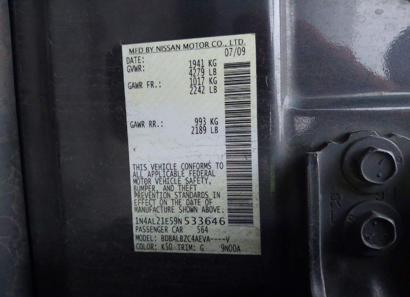 Photo 9 of 2009 Nissan Altima 2.5 S (VIN 1N4AL21E59N533646)