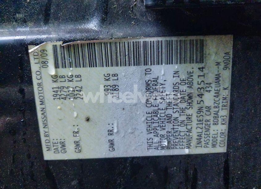 Photo 9 of 2009 Nissan Altima 2.5 S (VIN 1N4AL21E59N543514)