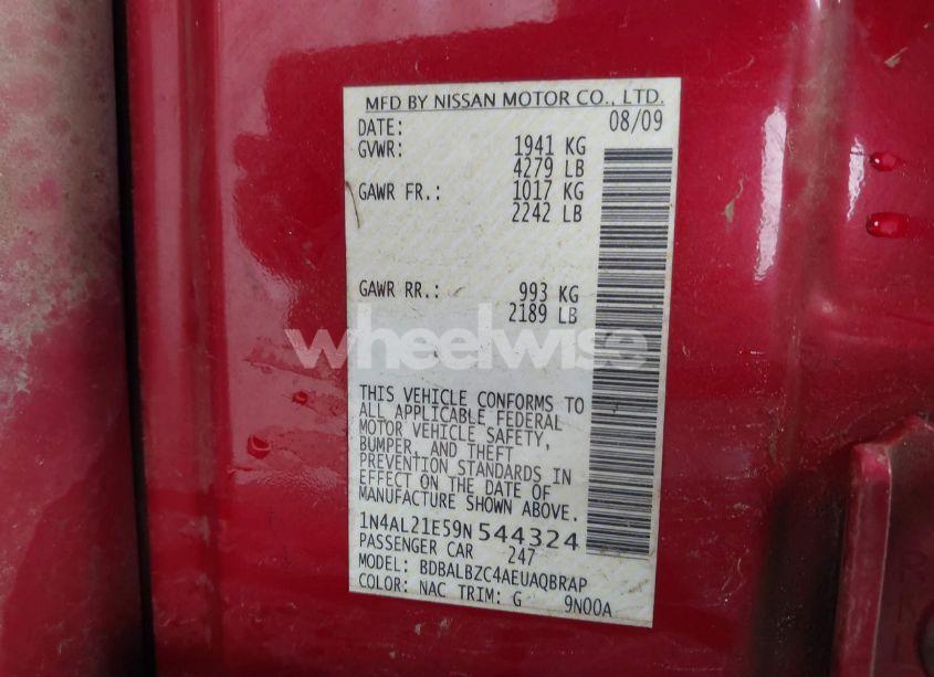 Photo 9 of 2009 Nissan Altima 2.5 S (VIN 1N4AL21E59N544324)