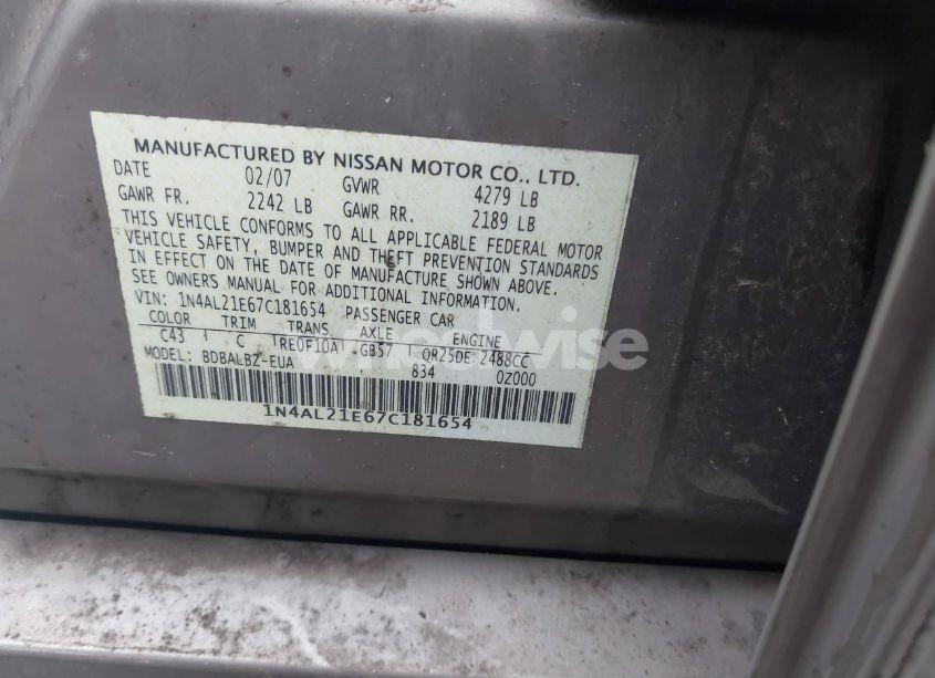 Photo 9 of 2007 Nissan Altima 2.5 S (VIN 1N4AL21E67C181654)