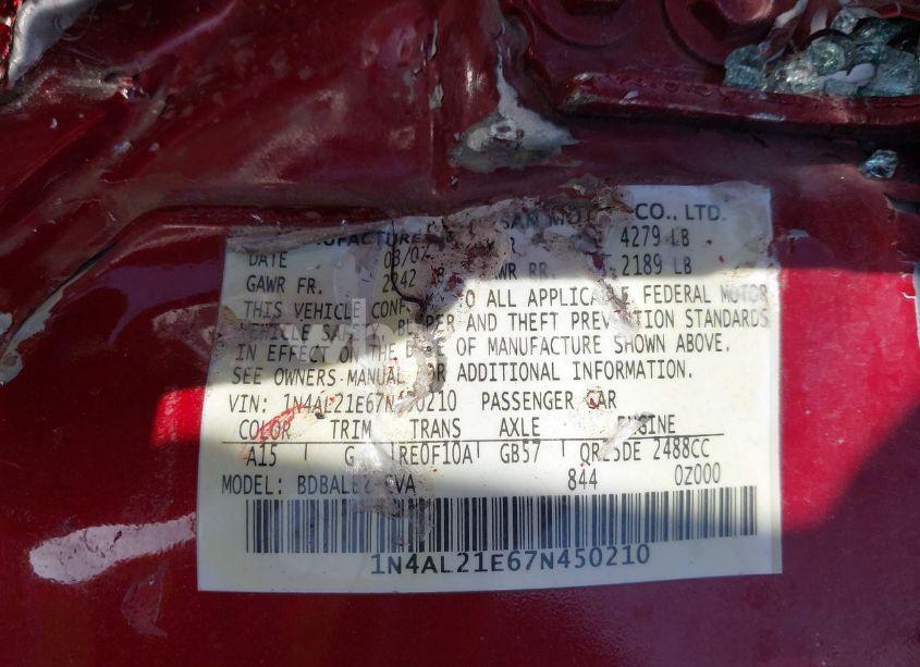 Photo 9 of 2007 Nissan Altima 2.5 S (VIN 1N4AL21E67N450210)