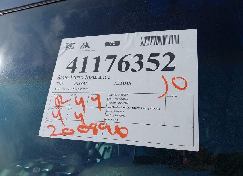 Photo 17 of 2007 Nissan Altima 2.5 S (VIN 1N4AL21E67N484678)