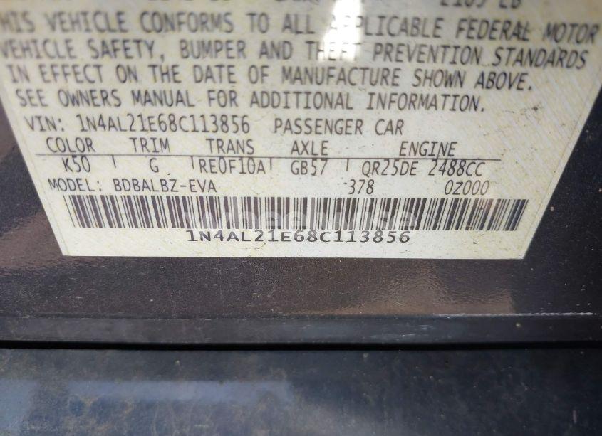 Photo 9 of 2008 Nissan Altima 2.5 S (VIN 1N4AL21E68C113856)