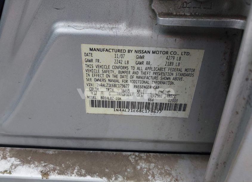 Photo 9 of 2008 Nissan Altima 2.5 S (VIN 1N4AL21E68C179677)