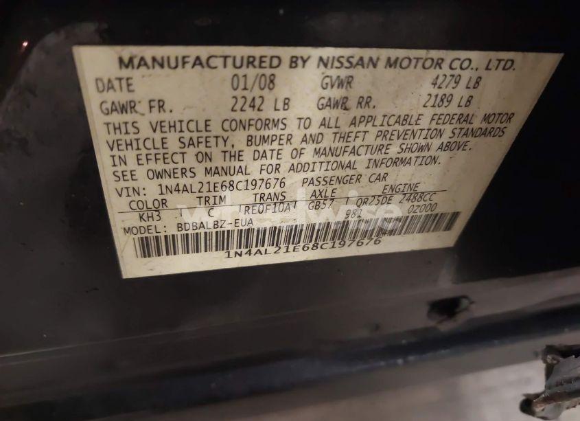 Photo 9 of 2008 Nissan Altima 2.5 S (VIN 1N4AL21E68C197676)