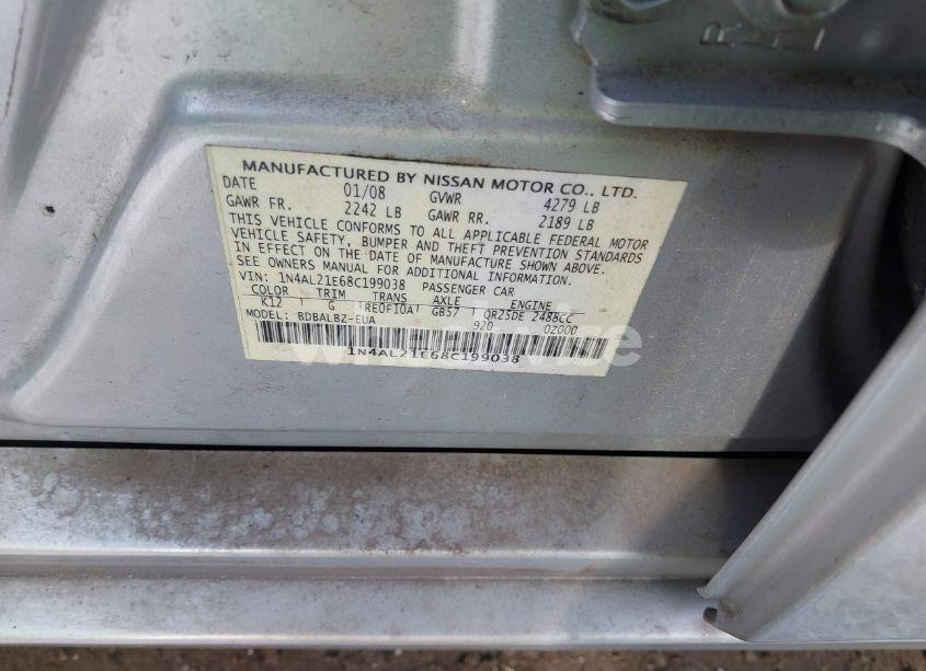 Photo 9 of 2008 Nissan Altima 2.5 S (VIN 1N4AL21E68C199038)