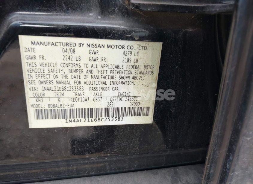 Photo 9 of 2008 Nissan Altima 2.5 S (VIN 1N4AL21E68C253583)