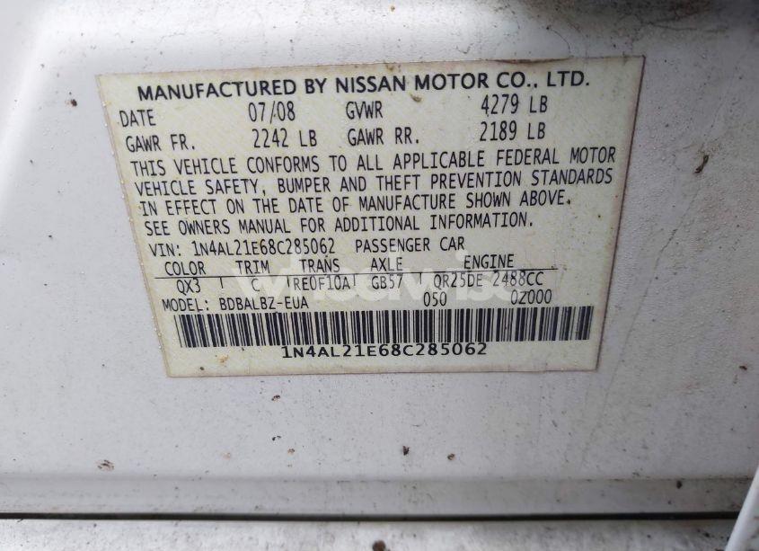 Photo 9 of 2008 Nissan Altima 2.5 S (VIN 1N4AL21E68C285062)