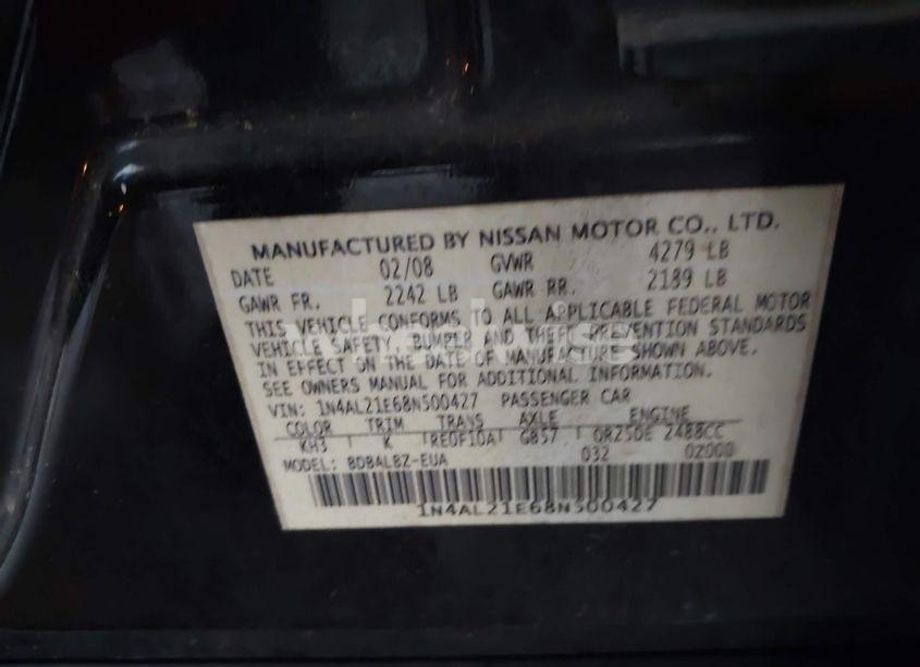 Photo 9 of 2008 Nissan Altima 2.5 S (VIN 1N4AL21E68N500427)