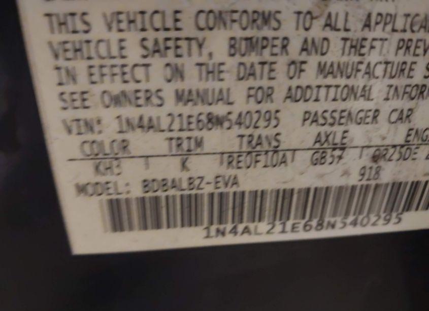 Photo 9 of 2008 Nissan Altima 2.5 S (VIN 1N4AL21E68N540295)