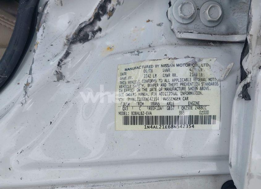 Photo 9 of 2008 Nissan Altima 2.5 S (VIN 1N4AL21E68N542354)