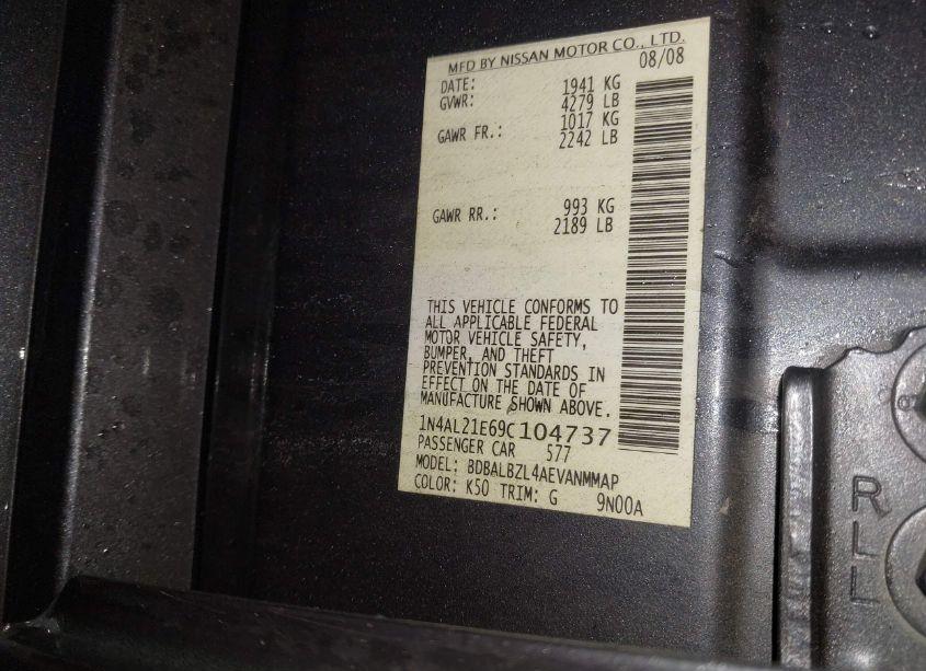 Photo 9 of 2009 Nissan Altima 2.5 S (VIN 1N4AL21E69C104737)