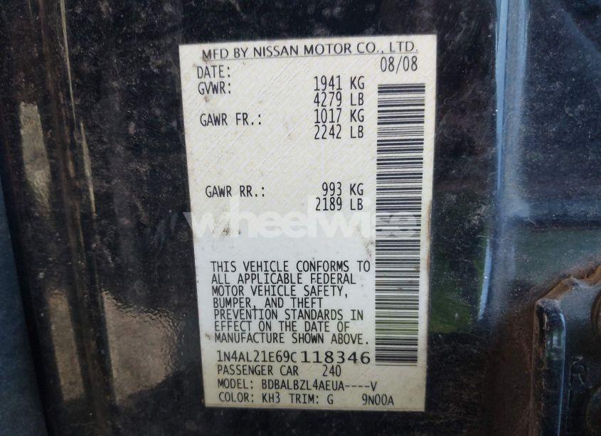 Photo 9 of 2009 Nissan Altima 2.5 S (VIN 1N4AL21E69C118346)