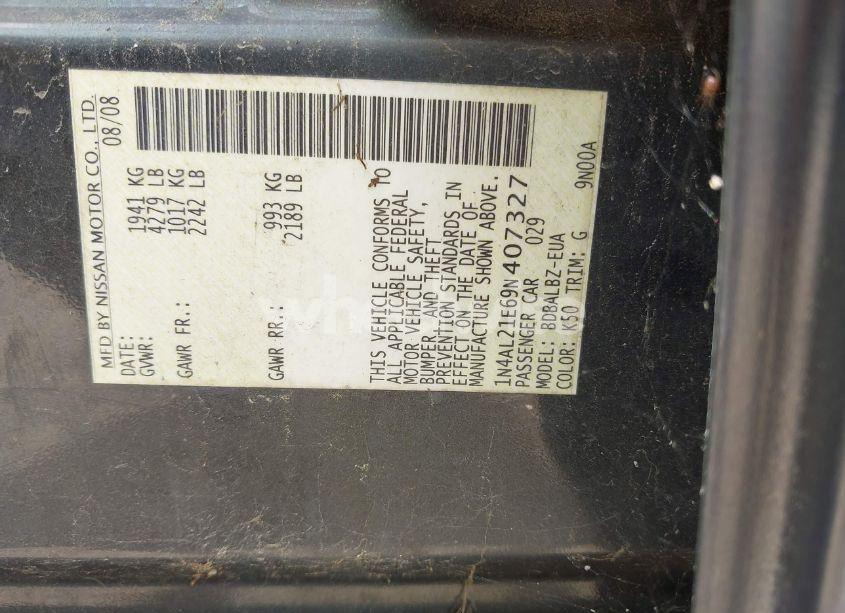 Photo 9 of 2009 Nissan Altima 2.5 S (VIN 1N4AL21E69N407327)