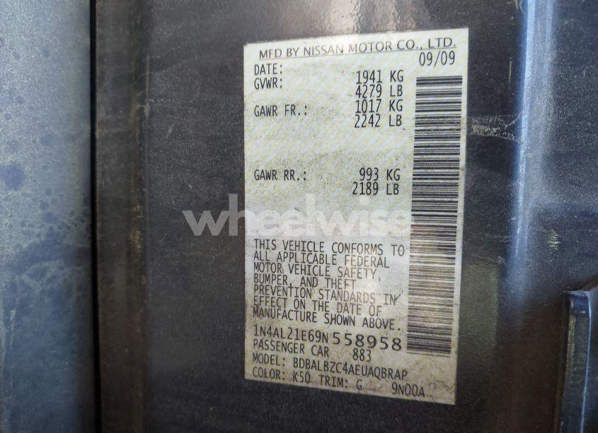 Photo 9 of 2009 Nissan Altima 2.5 S (VIN 1N4AL21E69N558958)