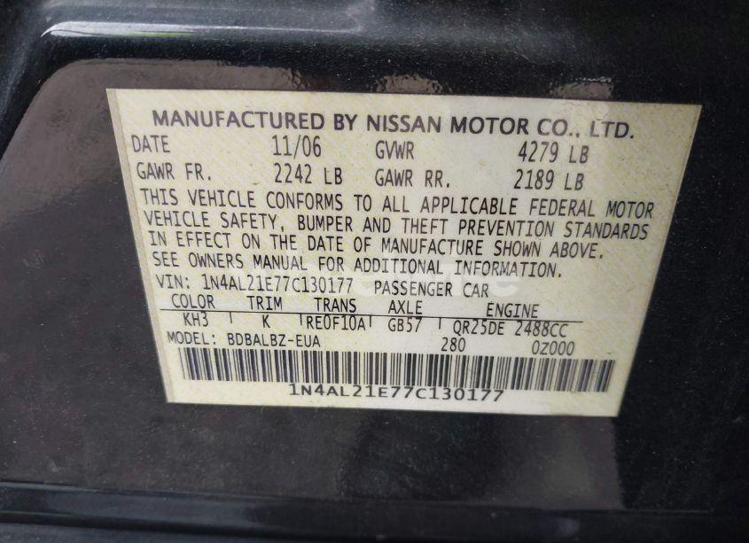 Photo 9 of 2007 Nissan Altima 2.5 S (VIN 1N4AL21E77C130177)