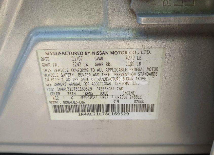 Photo 9 of 2008 Nissan Altima 2.5 S (VIN 1N4AL21E78C169529)