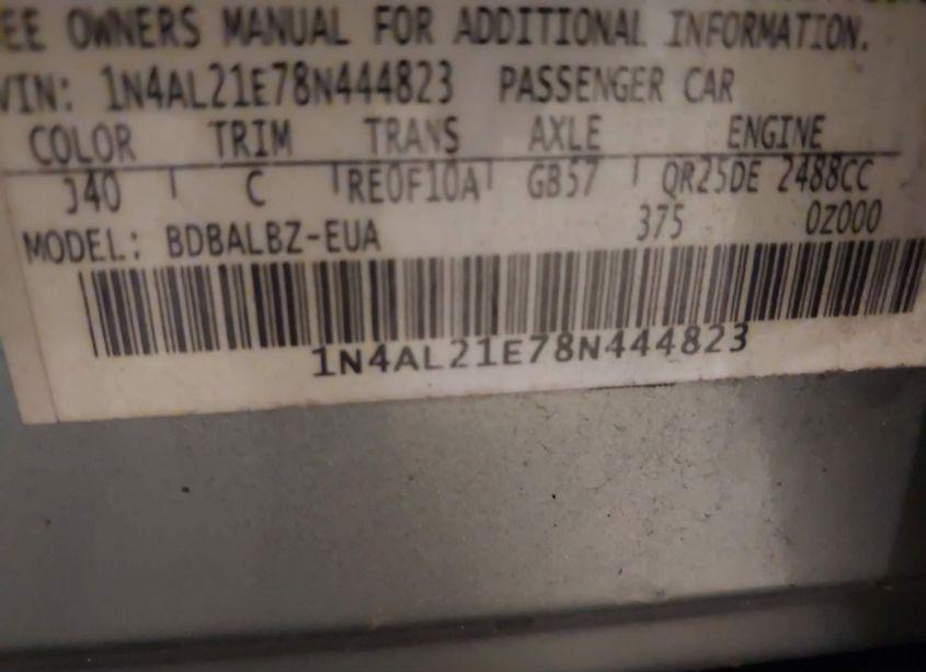 Photo 9 of 2008 Nissan Altima 2.5 S (VIN 1N4AL21E78N444823)