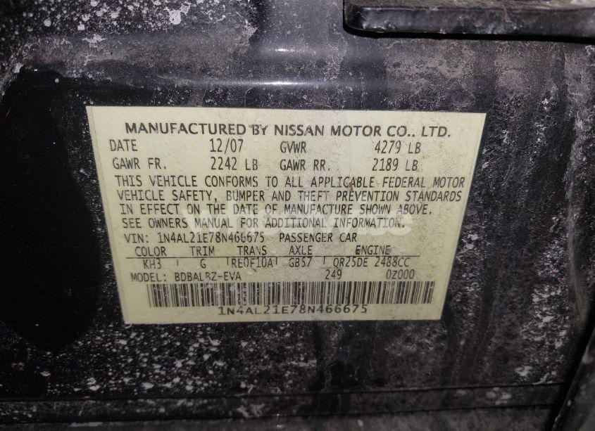Photo 9 of 2008 Nissan Altima 2.5 S (VIN 1N4AL21E78N466675)