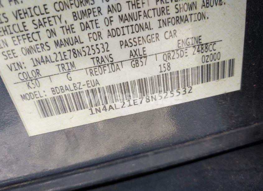 Photo 9 of 2008 Nissan Altima 2.5 S (VIN 1N4AL21E78N525532)