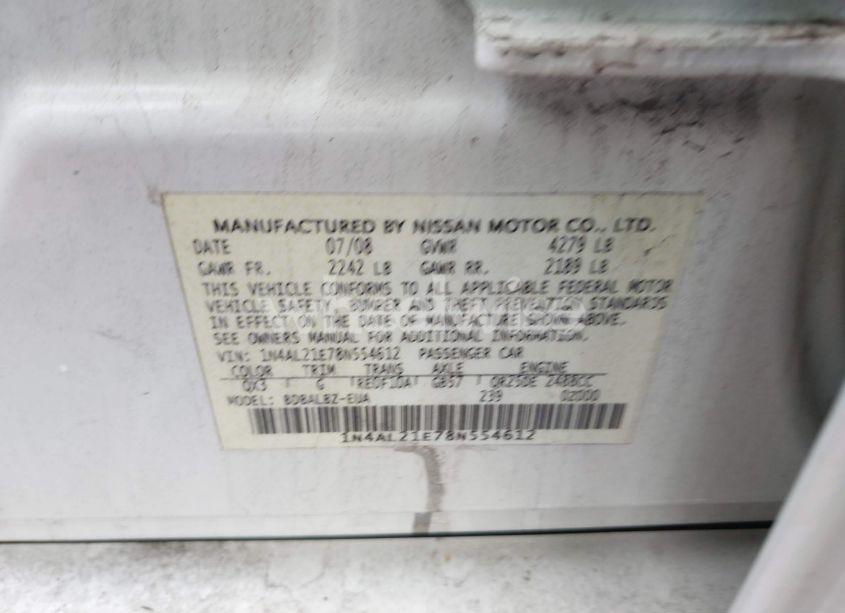 Photo 9 of 2008 Nissan Altima 2.5 S (VIN 1N4AL21E78N554612)