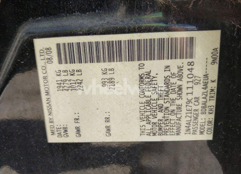 Photo 9 of 2009 Nissan Altima 2.5 (VIN 1N4AL21E79C111048)