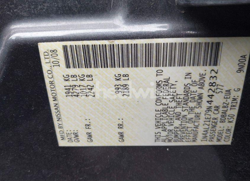 Photo 9 of 2009 Nissan Altima 2.5 S (VIN 1N4AL21E79N442832)