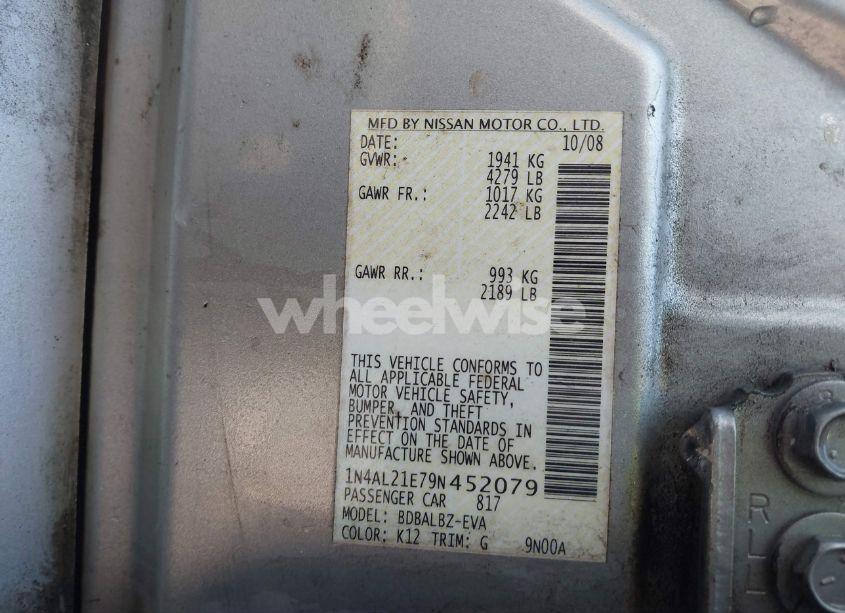 Photo 9 of 2009 Nissan Altima 2.5 S (VIN 1N4AL21E79N452079)