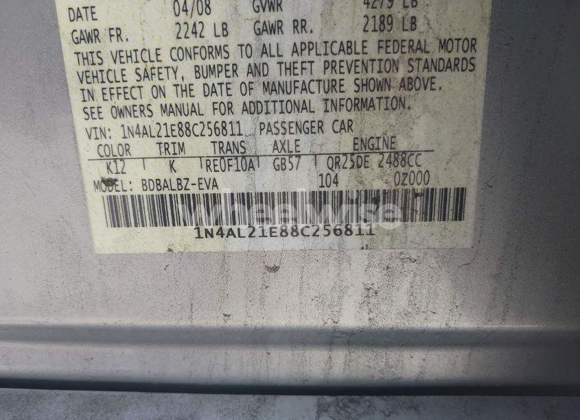 Photo 9 of 2008 Nissan Altima 2.5 S (VIN 1N4AL21E88C256811)