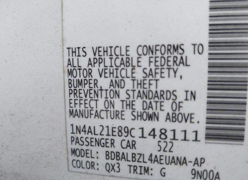 Photo 9 of 2009 Nissan Altima 2.5 S (VIN 1N4AL21E89C148111)