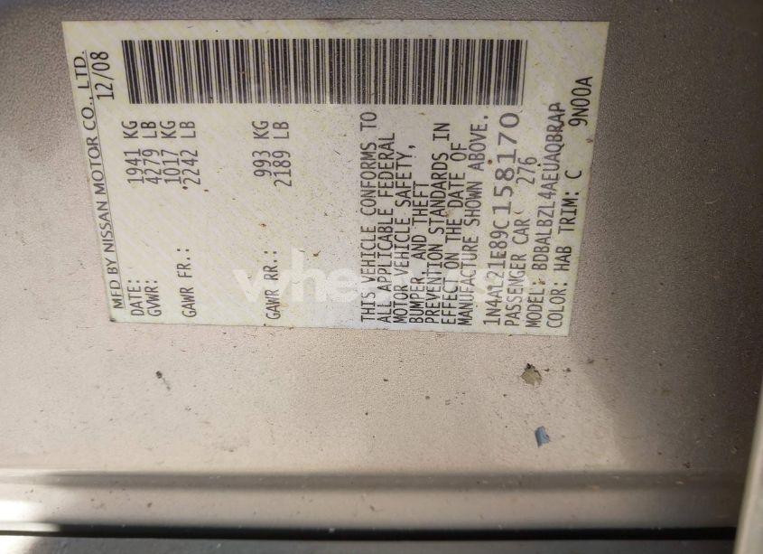 Photo 9 of 2009 Nissan Altima 2.5 S (VIN 1N4AL21E89C158170)