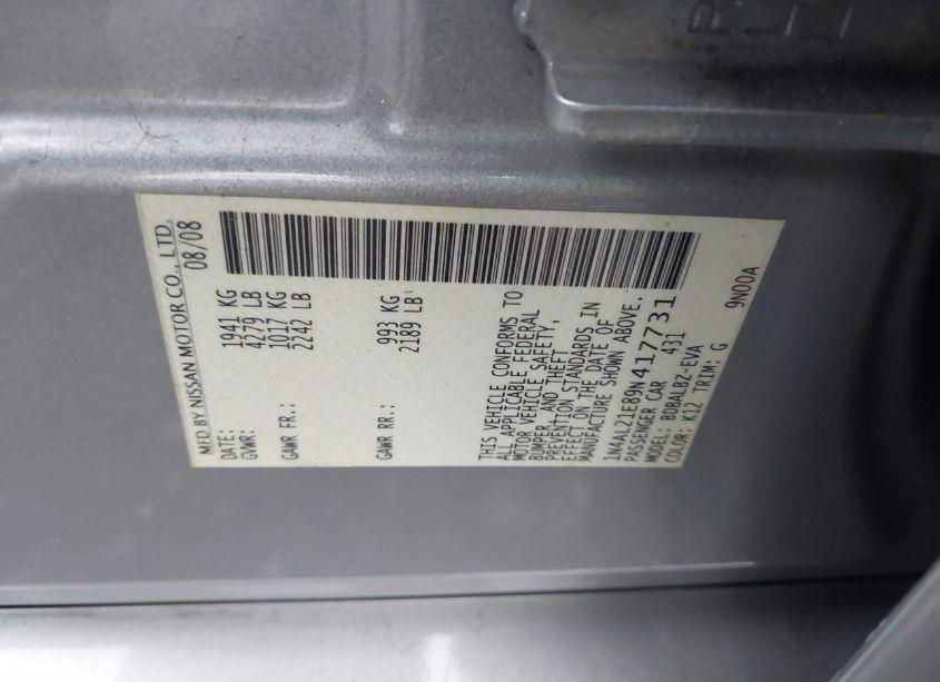 Photo 9 of 2009 Nissan Altima 2.5 S (VIN 1N4AL21E89N417731)