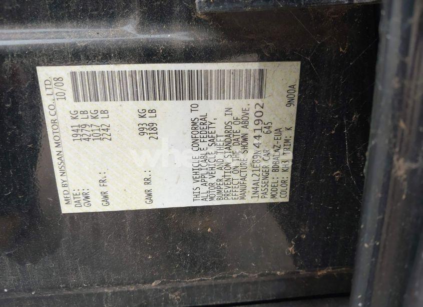 Photo 9 of 2009 Nissan Altima 2.5 (VIN 1N4AL21E89N441902)