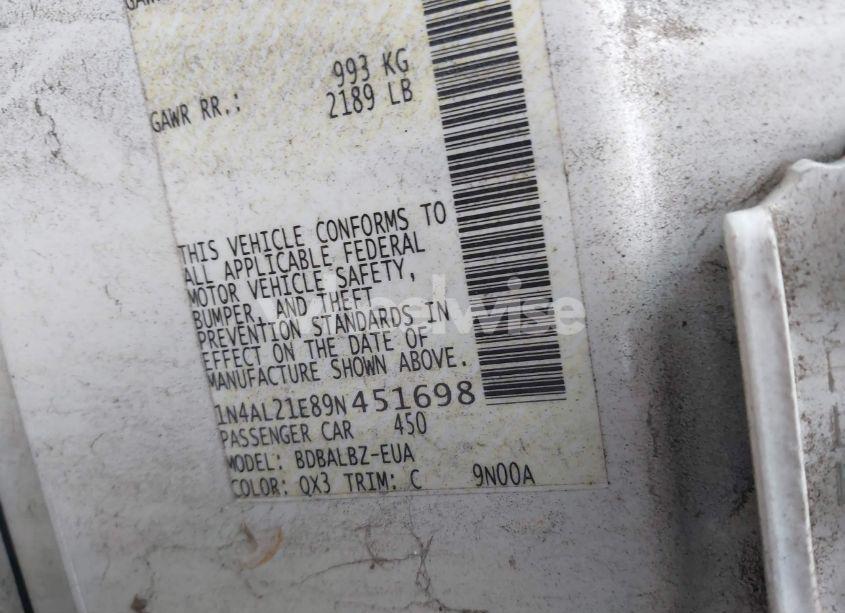 Photo 9 of 2009 Nissan Altima 2.5 S (VIN 1N4AL21E89N451698)