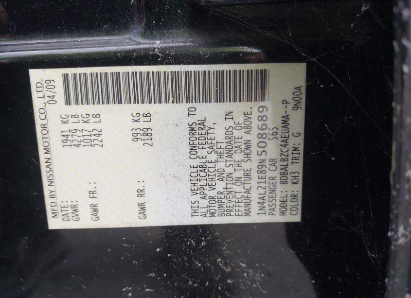 Photo 9 of 2009 Nissan Altima 2.5 S (VIN 1N4AL21E89N508689)