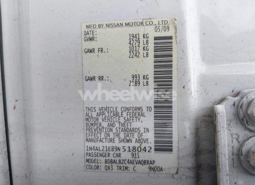 Photo 9 of 2009 Nissan Altima 2.5 S (VIN 1N4AL21E89N518042)