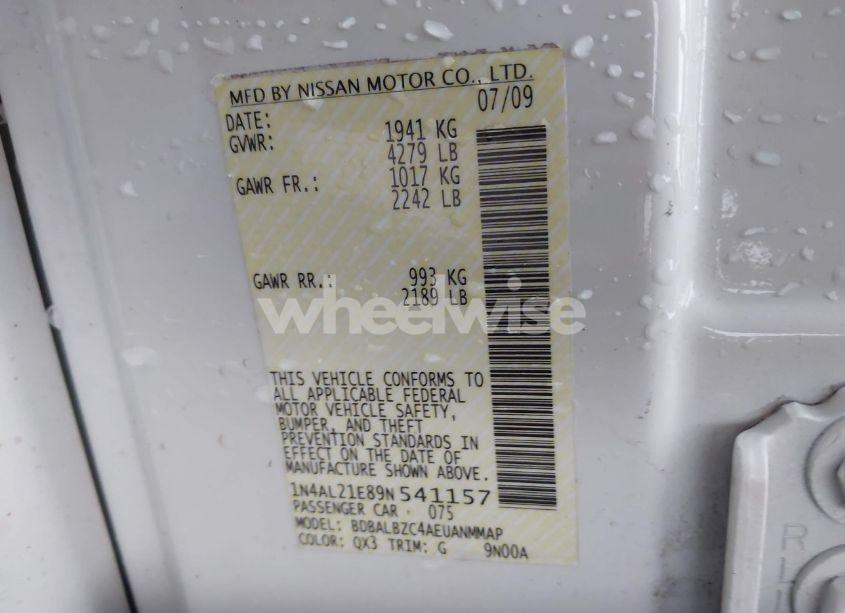 Photo 9 of 2009 Nissan Altima 2.5 S (VIN 1N4AL21E89N541157)