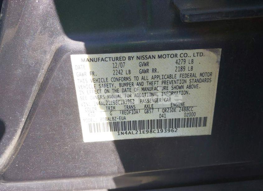 Photo 9 of 2008 Nissan Altima 2.5 S (VIN 1N4AL21E98C193962)