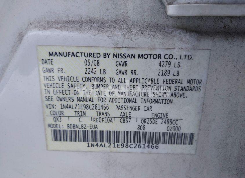 Photo 9 of 2008 Nissan Altima 2.5 S (VIN 1N4AL21E98C261466)