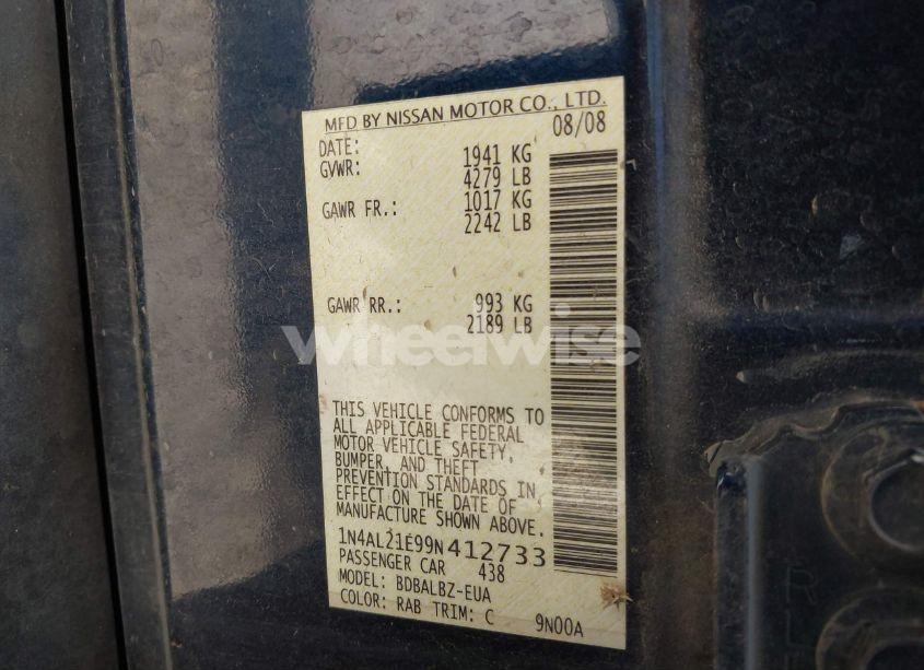 Photo 9 of 2009 Nissan Altima 2.5 S (VIN 1N4AL21E99N412733)